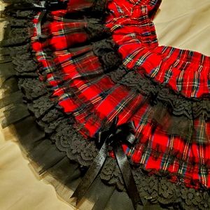 Sexy plaid and tulle micro-mini skirt